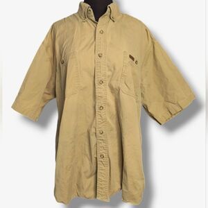 Carhartt Beige Tan Work Casual Streetwear Short Sleeve Button Down